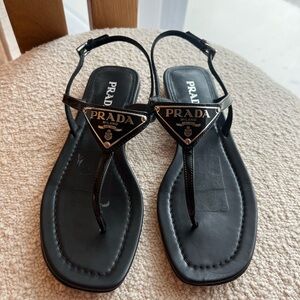 💯 Authentic Prada Triangle Logo Sandals size 37. Current style